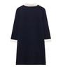 TAOP&ZA Women's Early Spring Color Block Turn-Down Collar Long Sleeve Knitted Dress