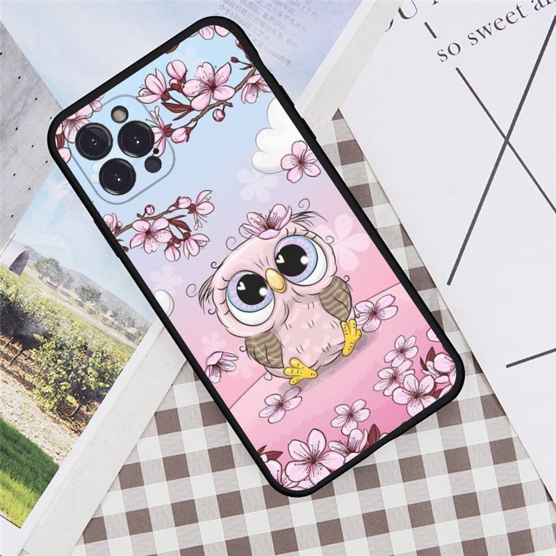 Animal Cute Cartoon Owl Phone Case For iPhone 6 7 8 Plus 11 12 13 14 Pro SE 2020 MAX Mini X XS XR Back Funda Cover