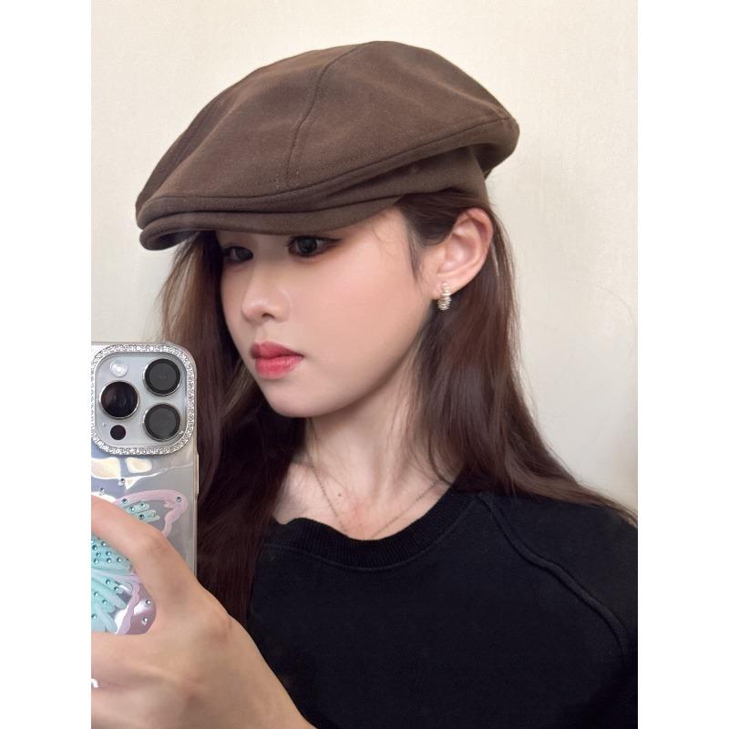 British Style Retro Progressive Hat Women's Solid Color Newsboy Hat Men's Versatile Summer and Autumn Korean Style Duck Beret