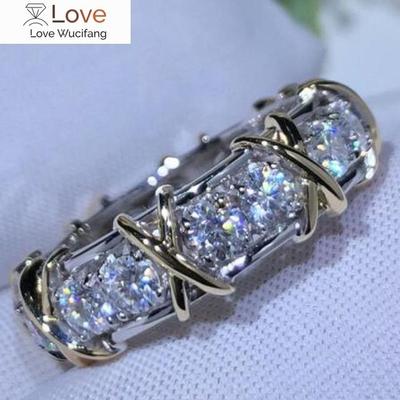 Kruis 10k Goud 4mm Lab Diamant Ring Sterling Zilver Verloving Trouwring Ringen Voor Vrouwen Mannen Feest Dropshipping Sieraden