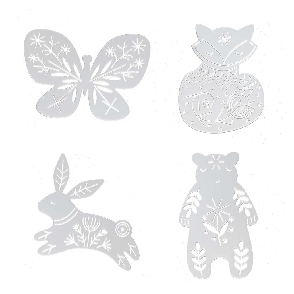 4x Animal Stencils Painting Template Set Crafting for Birthday Party Floor Home Decor