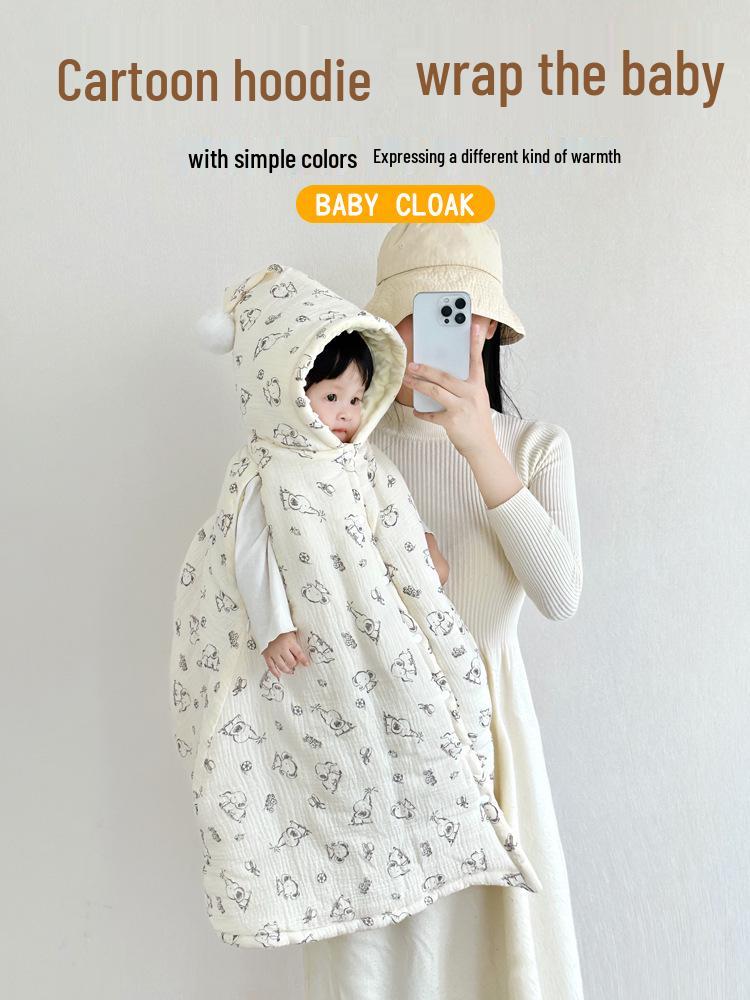 Cartoon Windproof Baby Cloak for Boys & Girls - Thickened Pure Cotton Autumn/Winter Cape