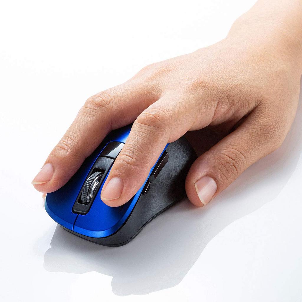 Sanwa Supply Bluetooth Blue 5 2400dpi 5.0 Mouse, Quiet, LED, Buttons, (3-Level Switching), Compact, Blue, MA-BTBL155BL