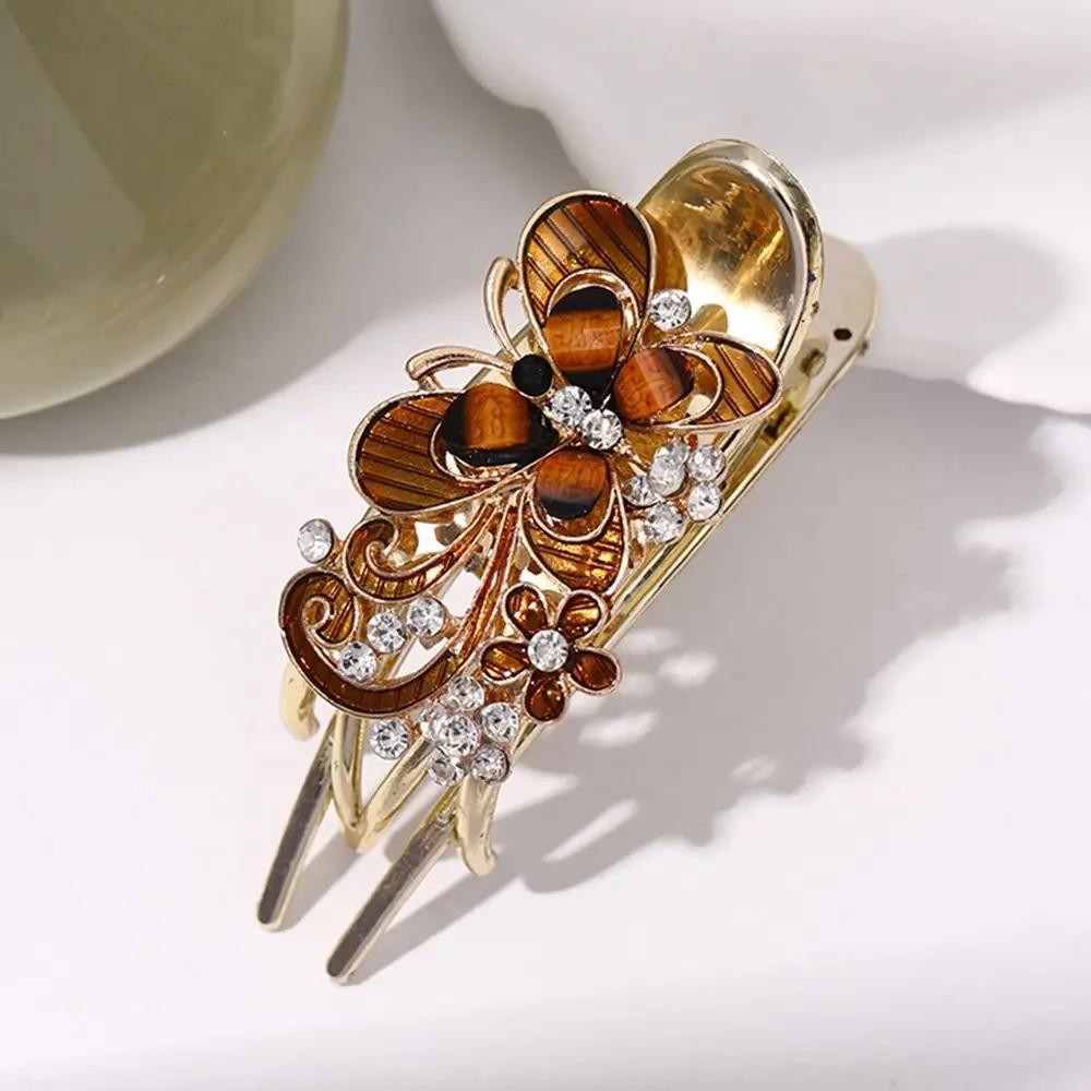Alligator Hair Clips for Styling, Hair Claw Clips for Thick Long Hair with Rhinestone Flower Butterfly, Hair Barrettes for Women