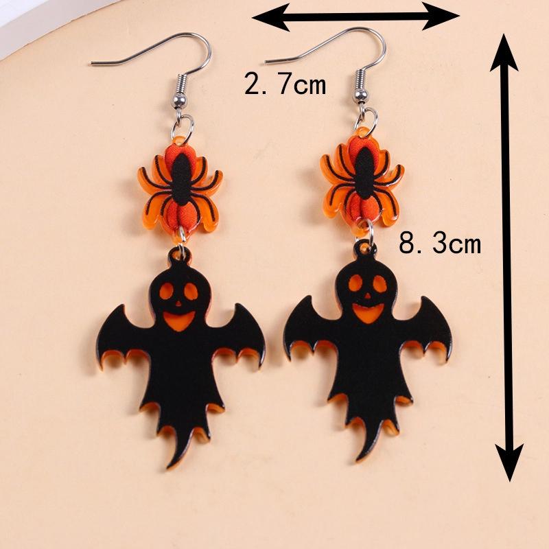 Personalized Colorful Bat Ghost Halloween Earrings Cartoon Pumpkins Spider Acrylic Drop Earring Cosplay Jewelry Accessory Gifts