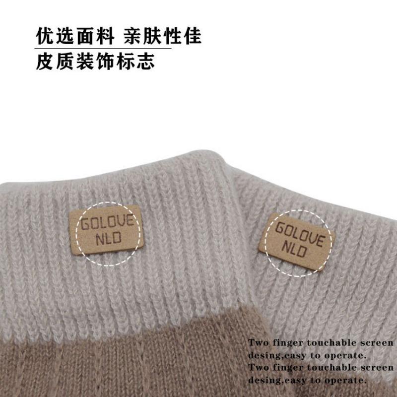 Half-finger Gloves Winter Girls Cute Bare-finger Wool Plush Warm and Cold-proof Student Writing Gloves