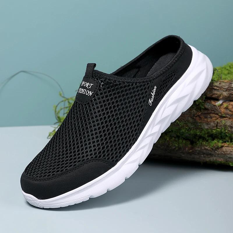 Półpantofle Outdoorowe Antypoślizgowe Męskie Buty Rekreacyjne Siatkowe Oddychające Miękkie Wygodne Płaskie Pantofle