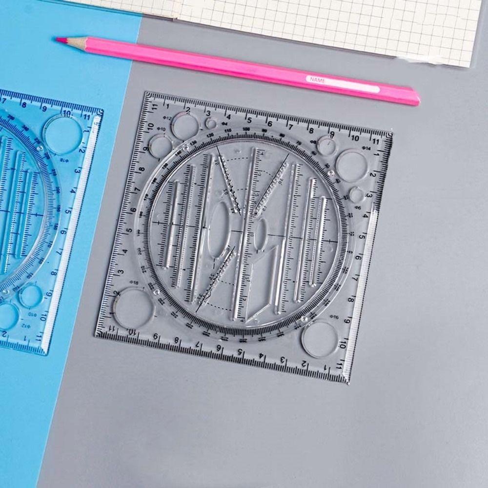 Protractor Rotatable Ruler 3D Scale Circle Drafting Ruler Geometry Drawing Ruler Measuring Tools