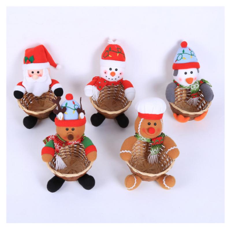 Christmas Home Table Decoration Elk Snowman Santa Claus Candy Basket Food Rack Kids Gift Navidad 2025 New Year Home Party Decors