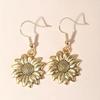 Huitan Trendy Sunflower Drop Earrings for Women Metal Flower Dangle Earrings Fashion Girls Ear Piercing Accessories Jewelry