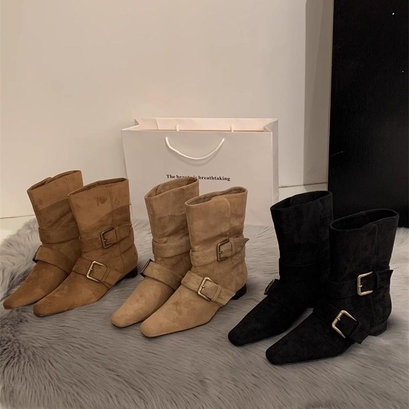 [Fanfuna] 2025 Autumn New French Retro Western Boots Early Autumn Foreign Style Fried Street Wide Mouth Small Short Boots Women