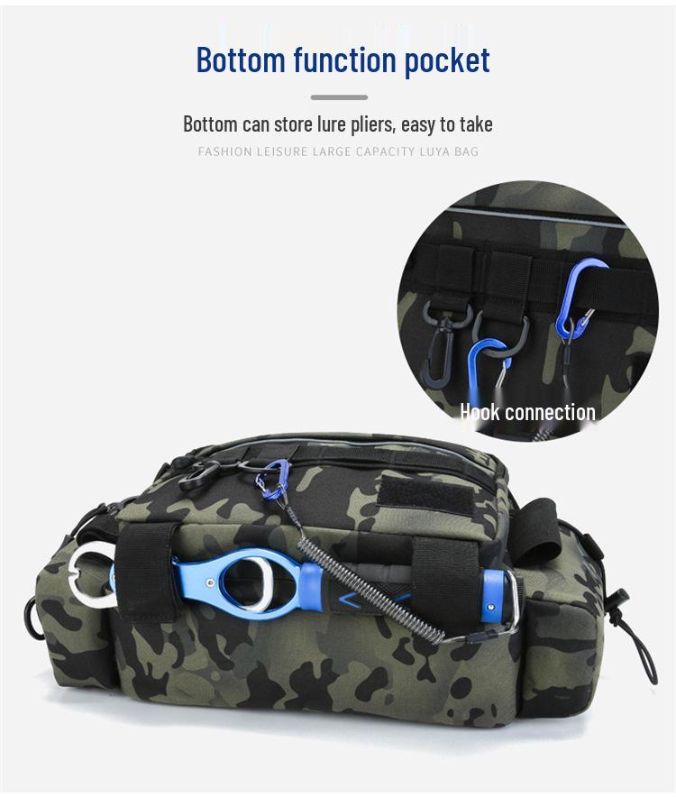 Multifunctional Fishing Waist & Crossbody Bag with Large Capacity for Rods and Tackle