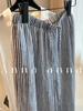 JINXI Women's Summer 2026 Blue Striped Linen High-Waist Wide-Leg Pants - Slimming and Versatile Casual Style