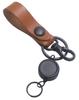 Tochigi Leather Reel Key Mini Snap Hook Antique Color Belt Loop Keychain [highstyle] & & Multi-Type (Black/Camel)
