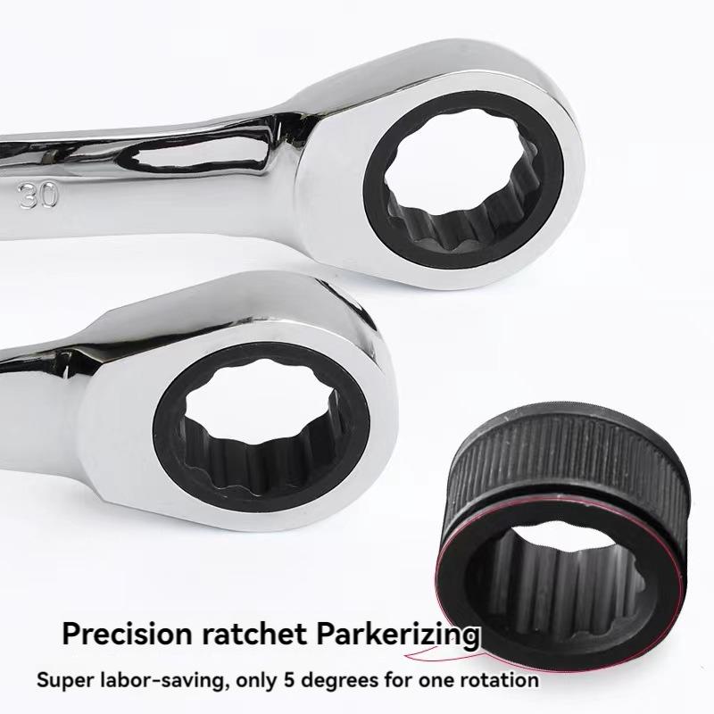 Ratchet Combination Wrench Set Fine Tooth Gear Ring Torque and Socket Wrench Set Nut Tools for Repair Open End Wrench