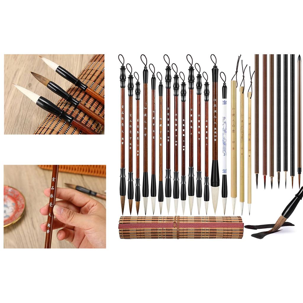 24Pcs Calligraphy Brush Pen Chinese Painting Brush Antithetical Couplet Writing Brush for Beginner Artist Adult Kid
