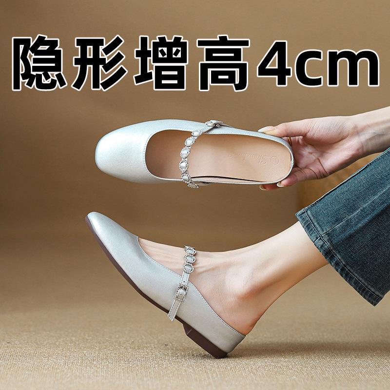 

Баотоу полутапочки женские летние для улицы 2025 новые высококлассные серебристые туфли-лодочки с внутренней платформой, сандалии на одном ремешке для ленивых 39 серебряный