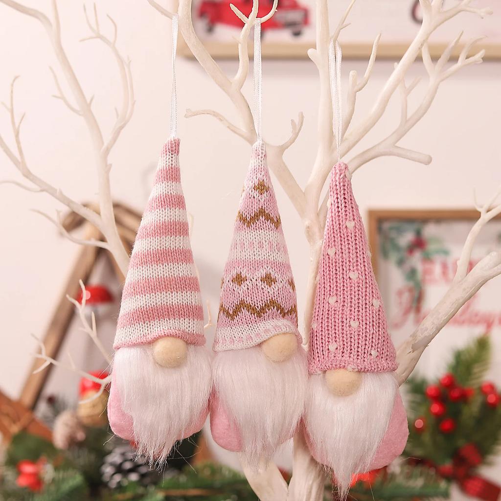 3Pcs Faceless Knitted Gnome Dolls Christmas Tree Ornaments Holiday Home Decor Gifts