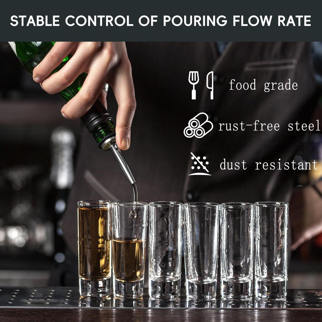 36-100Pcs Bottle Pourers Stainless Steel Liquor Spout Wine Bottle Stopper with Rubber Dust Caps For Olive Oil Bar Accessories