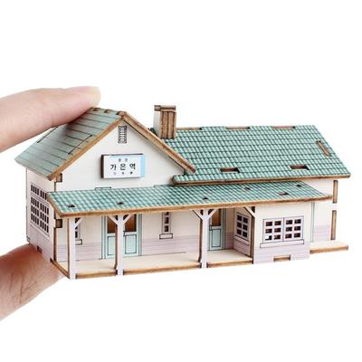 Op dat moment mini eenvoudig station Gaeun Station Wood Assembly Kit Korea 3D-puzzel
