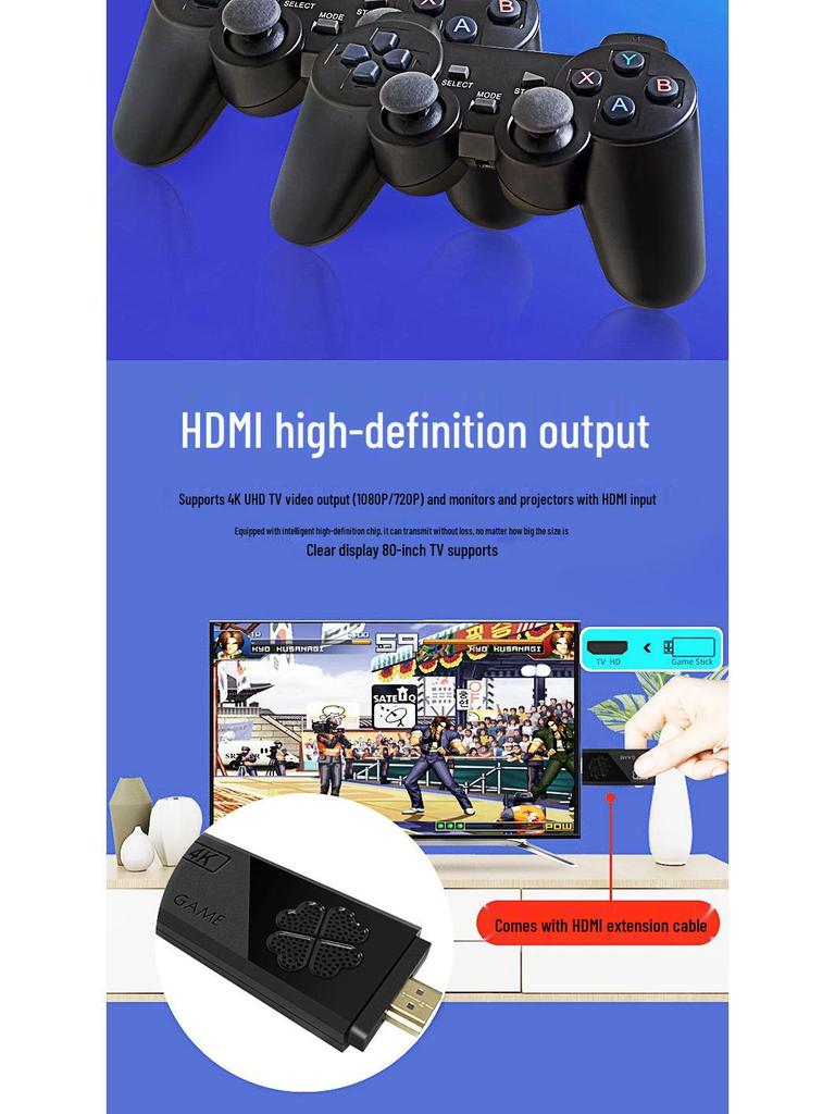M8 Wireless HD Retro Game Console - PS1 Mini Arcade for Two Players