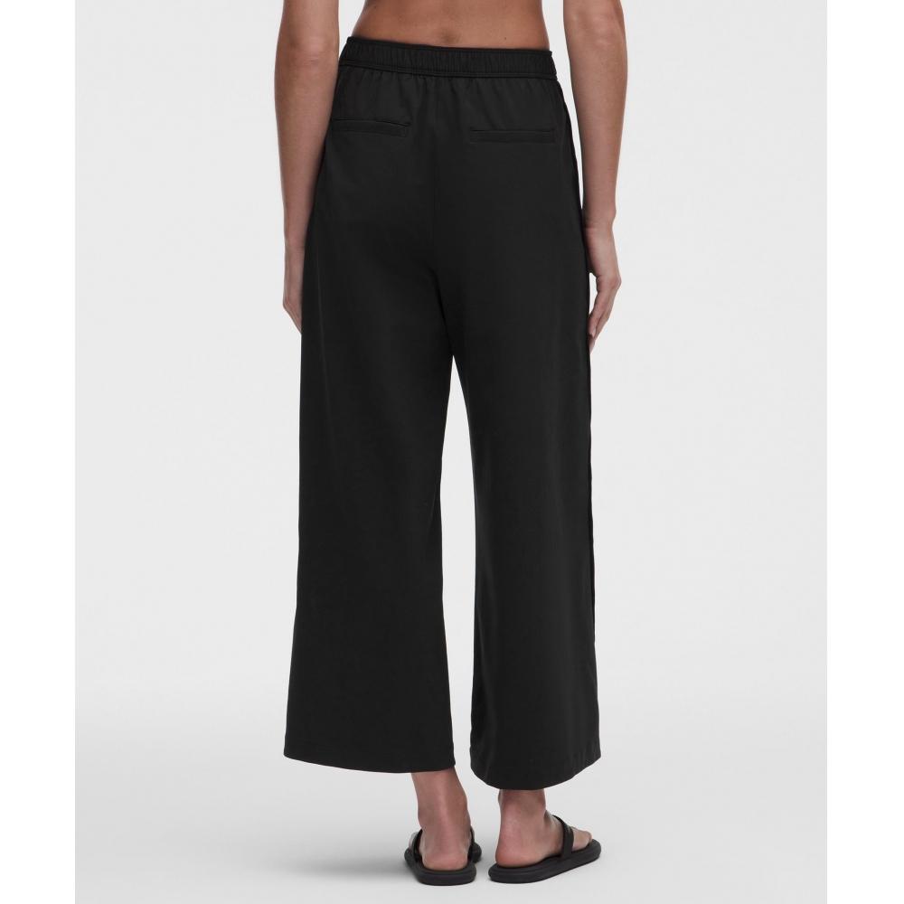 Lullulemon Stretch Woven High-Rise Wide-Leg Crop Pants Blk
