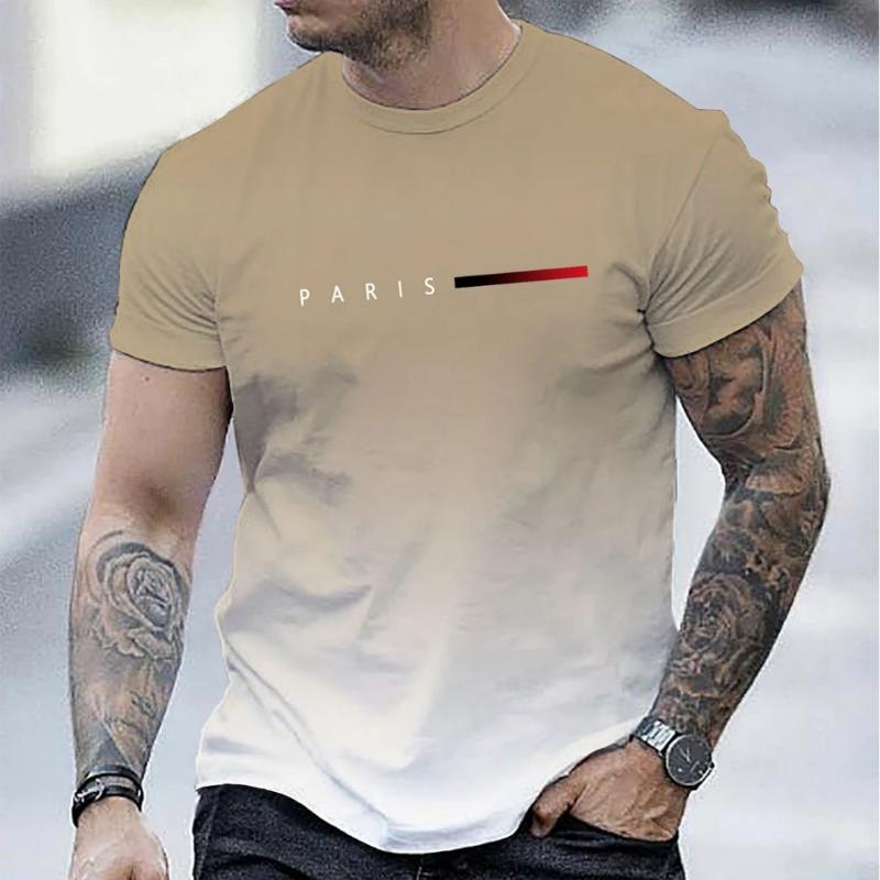 Summer Oversized T Shirt Man Loose Paris Creative Male T-Shirt Letter Print Casual Slim Round Neck Short Sleeved T-Shirt Top