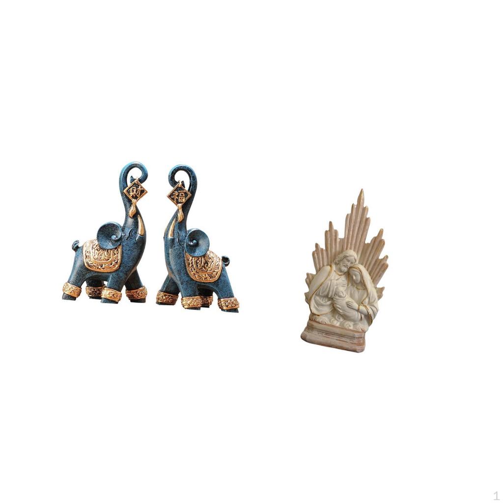Modern Elephant Statues Classic Christian Catholic Resin Sculpture Figurine Ornament Art Craft for