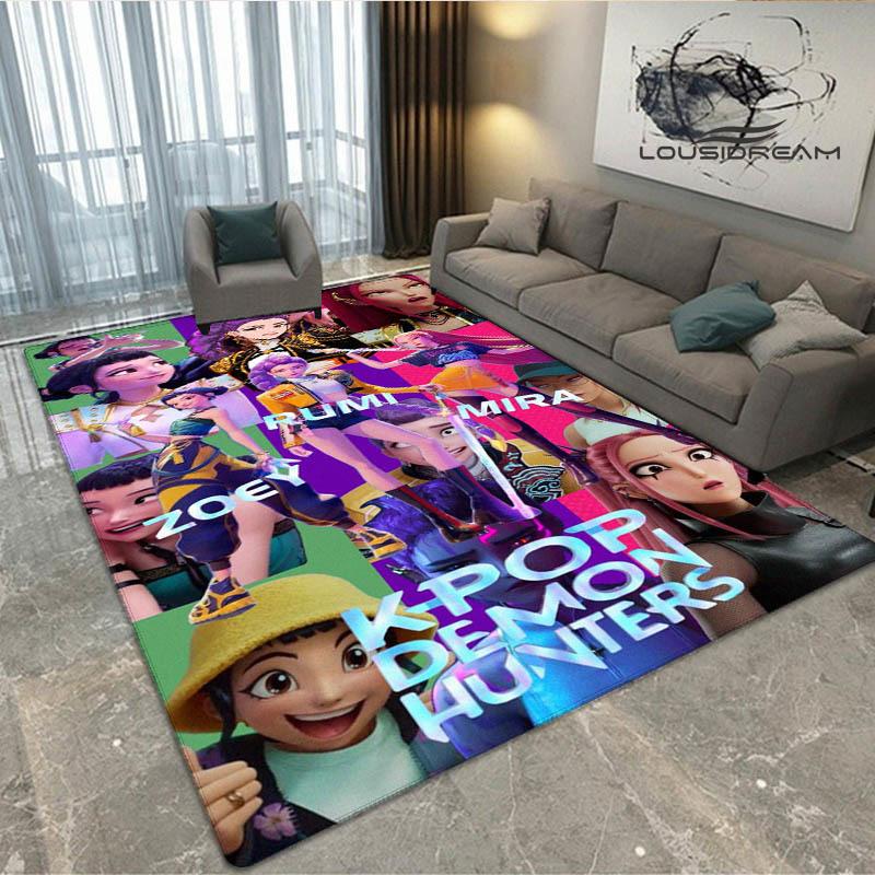 3D KPop Demon Hunters Print Carpet Non-slip Carpet Outdoor Carpets Area Rug Home Bedroom Decor Rug for Bedroom Birthday Gift