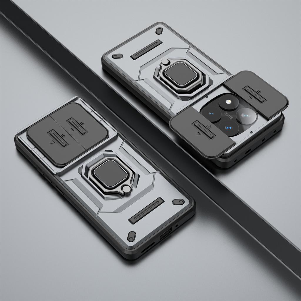 For Xiaomi Redmi Note 14 Pro 5G/Poco X7 5G Case PC+TPU Kickstand Phone Protector with Lens Cover