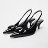 Pointed Toe High Heeled Women Summer Sandals Elegant Trend Dress Party Office Lady Shoes Patent Leather Stilettos