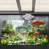 Fairy Mushroom Forest Print Doormat Non-Slip Absorbent Floor Mat Fantasy Style Entryway Rug for Home Decor