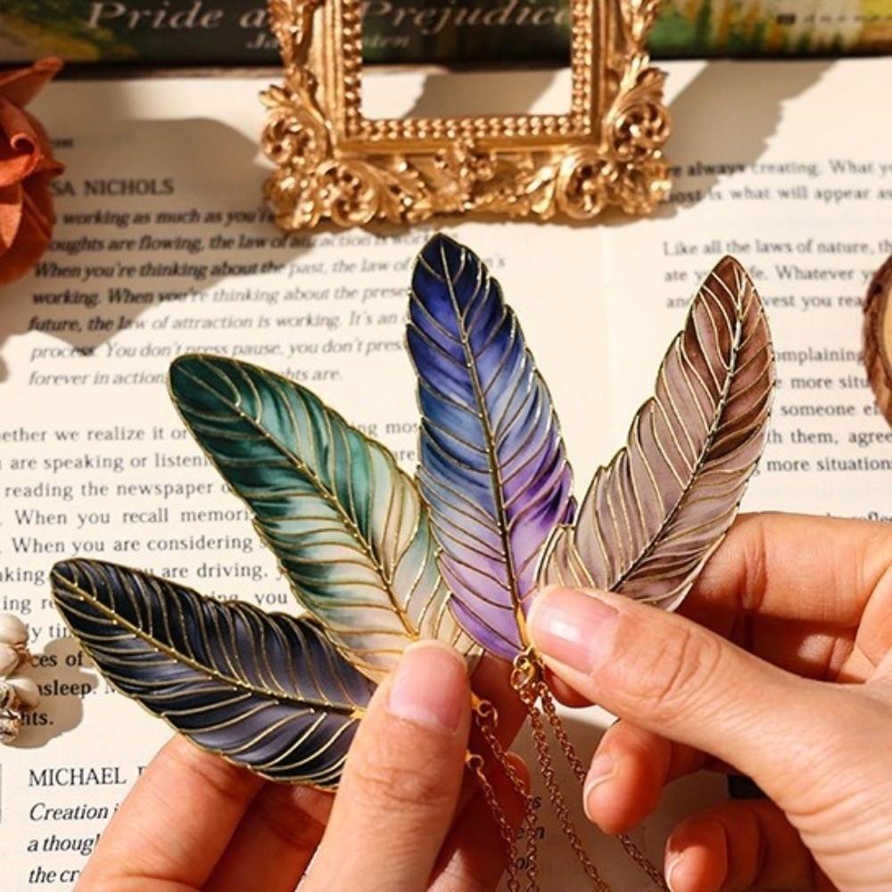 Vintage Feather Metal Bookmark Feather Book Page Marker Vintage Feather Bookmark Reading Supplies