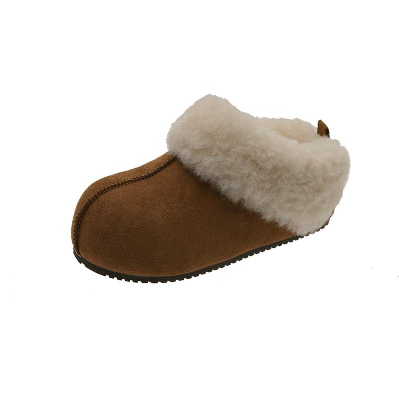 Retro Height-increasing Flip-flops for Women, New Fleece and Warm One-step Shoes