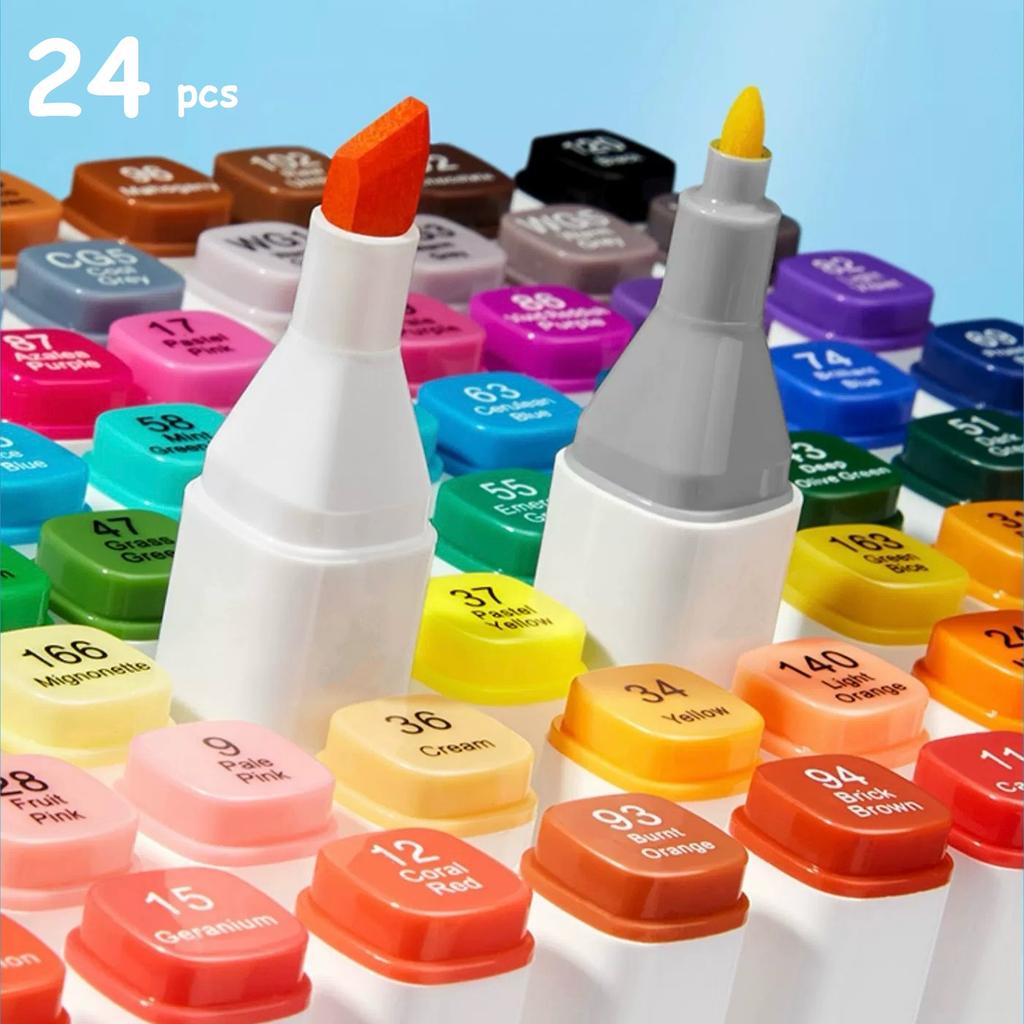 24pcs Double Headed Sketch Markers with Storage Box ,For Art Drawing Comics Design
