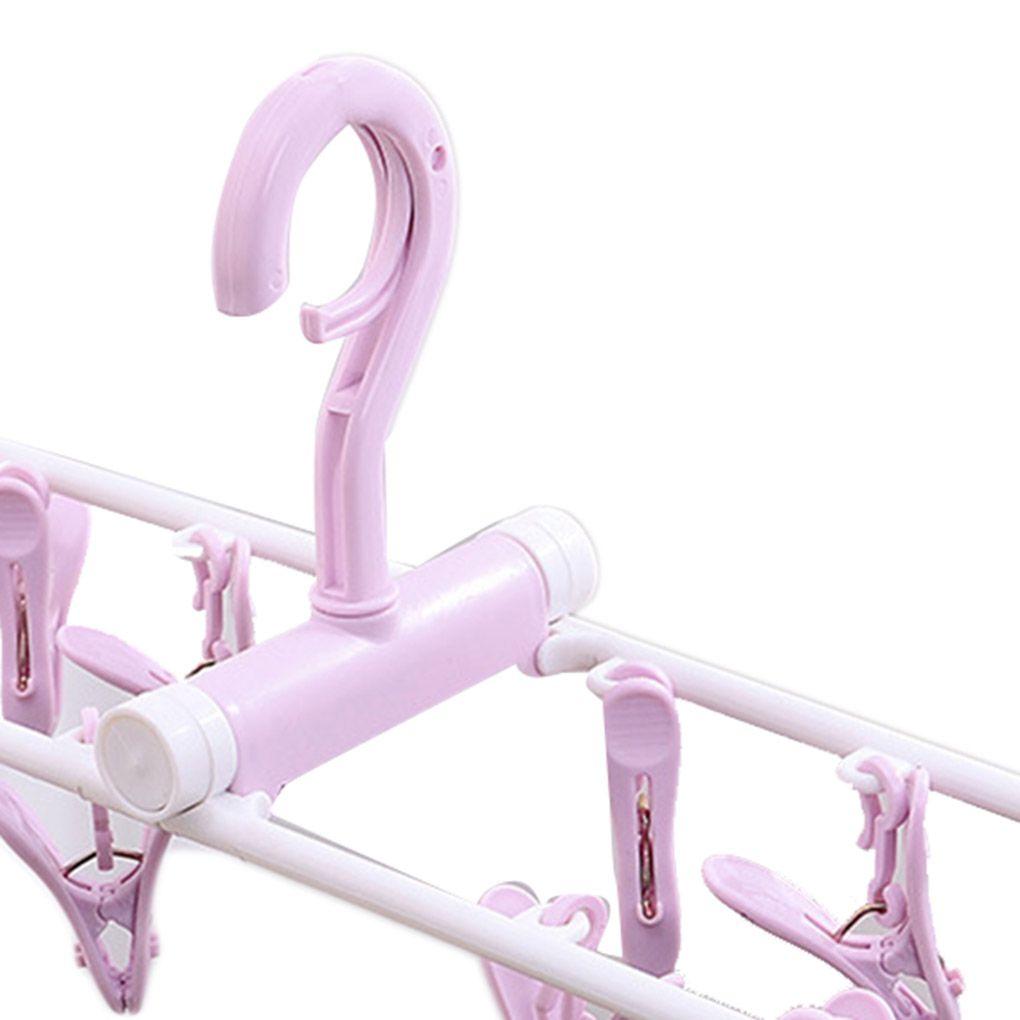 12 Clips Foldable Underwear Socks Clothes Hanger Laundry Airer Drying Rack