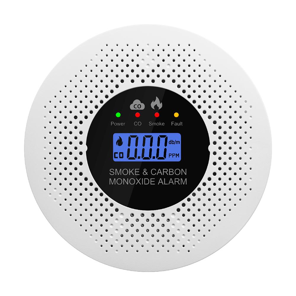 

2-in-1 CO Smoke Alarm LCD Digital CO Detector Audible and Visual Alarms Suitable for Kitchens and Indoor Use etc. белый