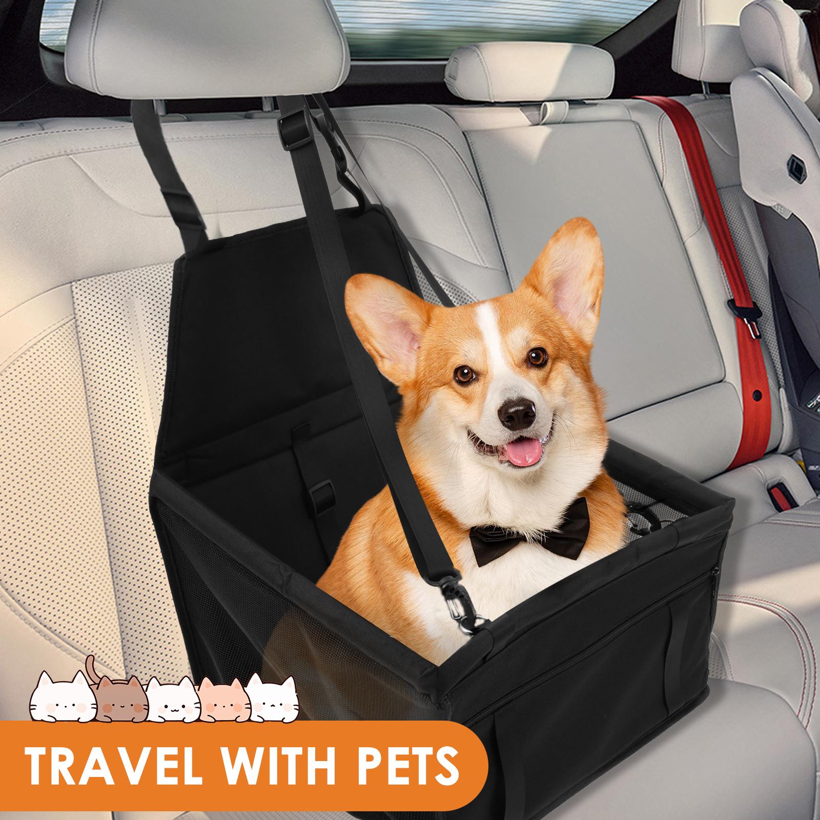 

Dog Car Seat Puppy Booster Seat With Safety Lock Scratch Proof Adjustable Strap Travel Car Box for Small to Medium Dog чёрный