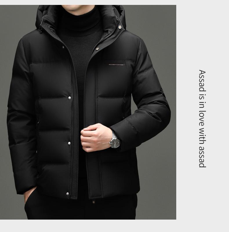 Men's 90% Goose Down Hooded Winter Jacket – Casual, Warm, Fashionable, Short Coat