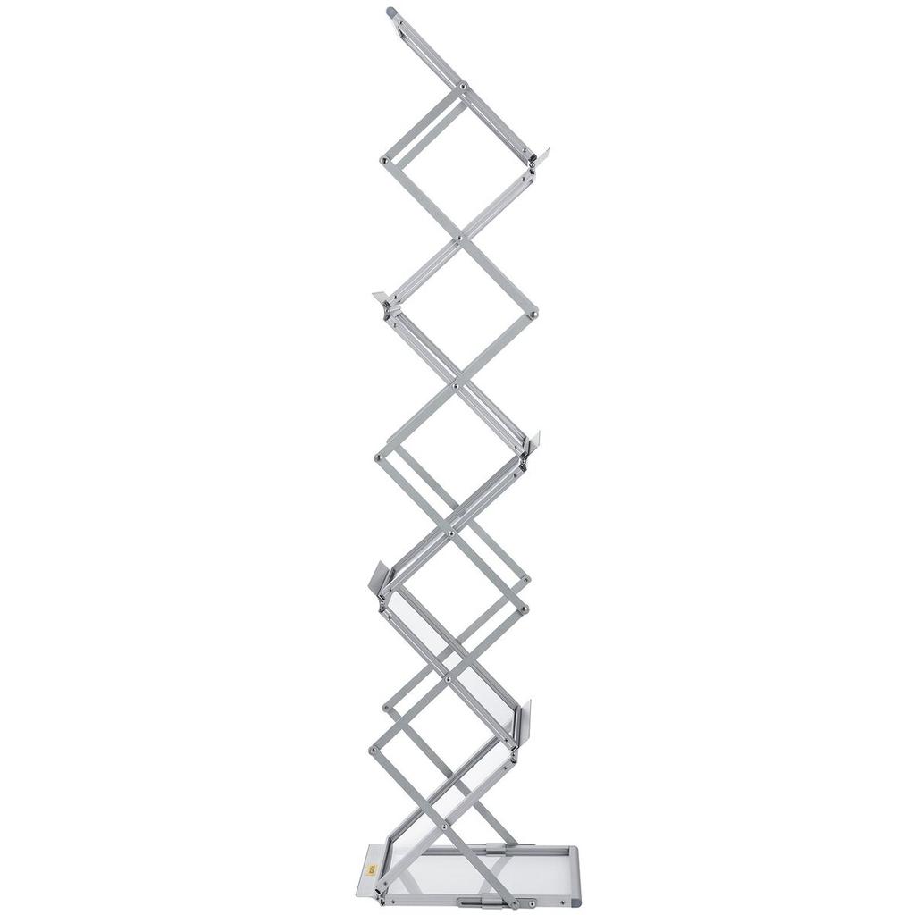 Literature Rack, 6 Pockets, Pop up Aluminum Magazine Rack, Lightweight Catalog Holder Stand w/ Carrying Bag for Living Room, Hotel, Trade Show,