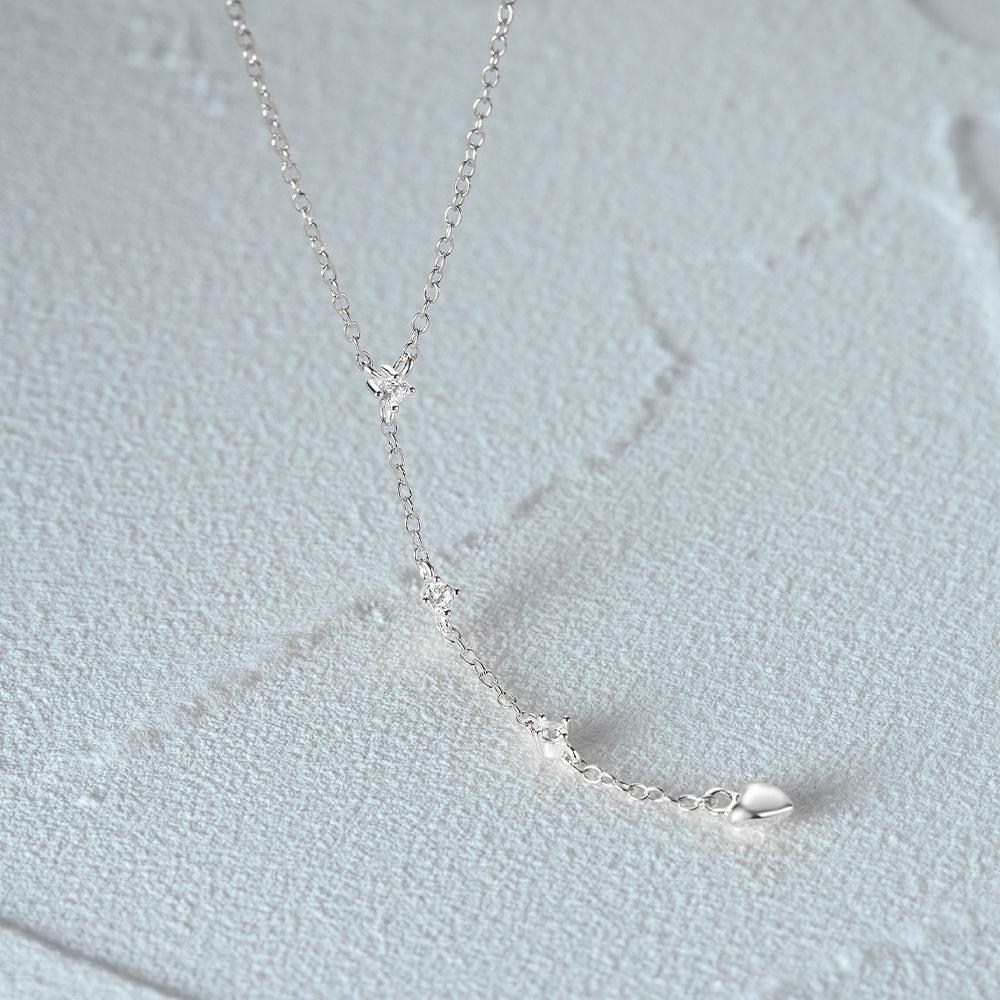 Diamond-encrusted love tassel Y-shaped collarbone necklace Japan and Korea INS wear collarbone chain