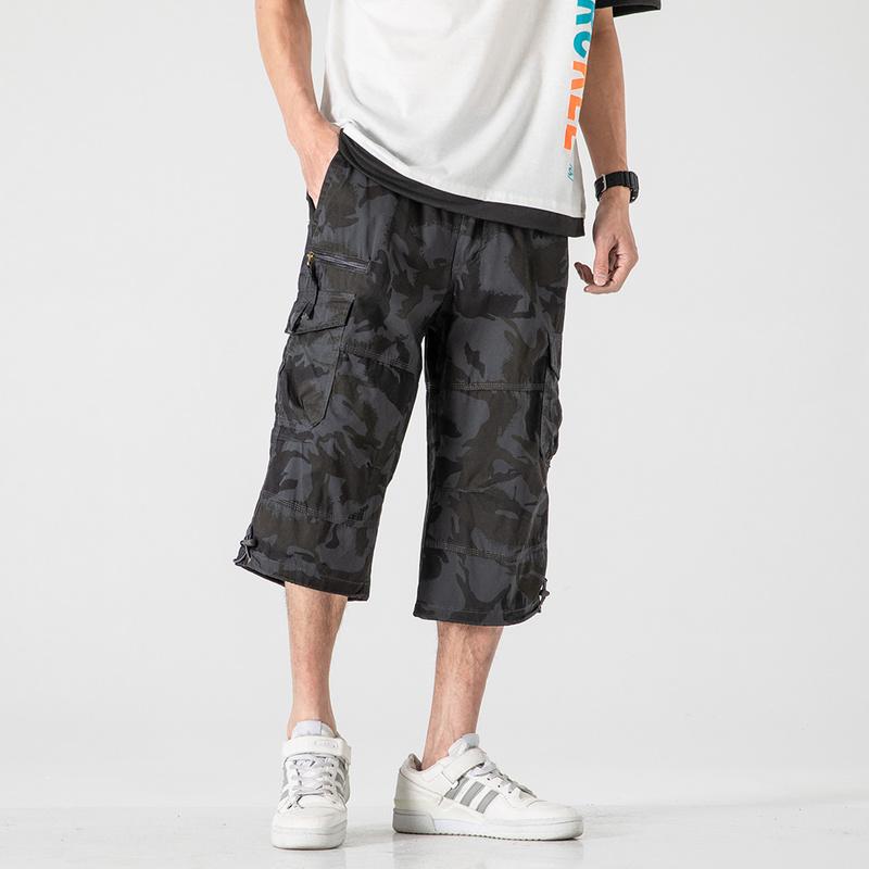 Lange cargo-shorts for menn Slitesterk arbeidsshorts i bomull med flere lommer