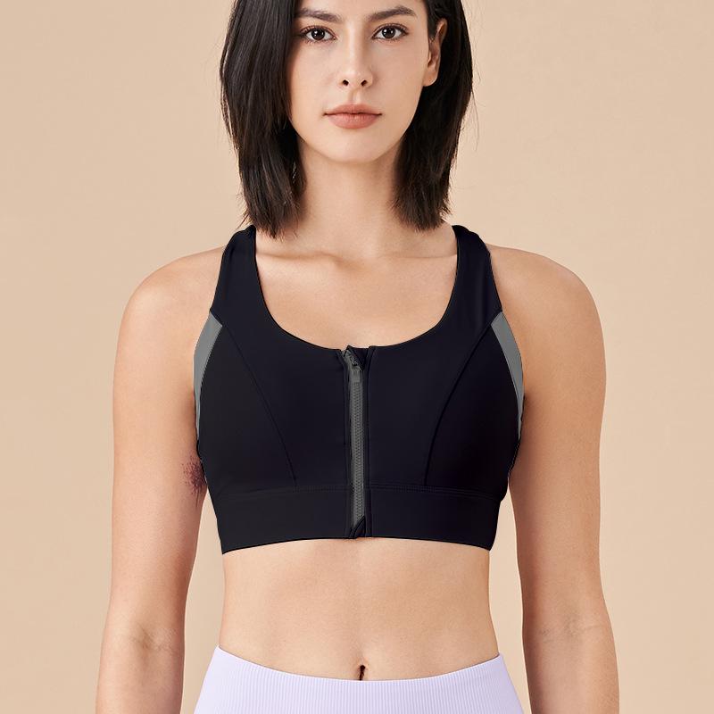 

Женский спортивный бюстгальтер с высокой степенью поддержки, на молнии спереди - Летний, ударопрочный, стильная спинка, поддерживающий для бега и йоги XX-Large