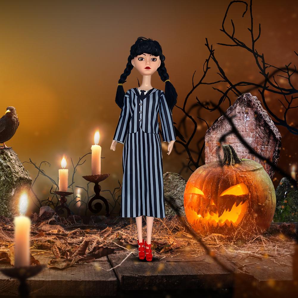 The Wednesday Addams Figure Doll Cute Cloth Puppet Toys Wednesday Addams Family Doll with Movable Joints Halloween Decor
