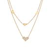 Gold Plated Mother of Pearl Heart Double Layer Necklace, Stainless Steel Dainty Hollow Heart Pendant Choker, Waterproof Jewelry for Women Gift