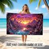 Dinosaur Theme Quick Dry Beach Towel Custom Name Text Print Large Sand Resistant Towel Beach Vacation
