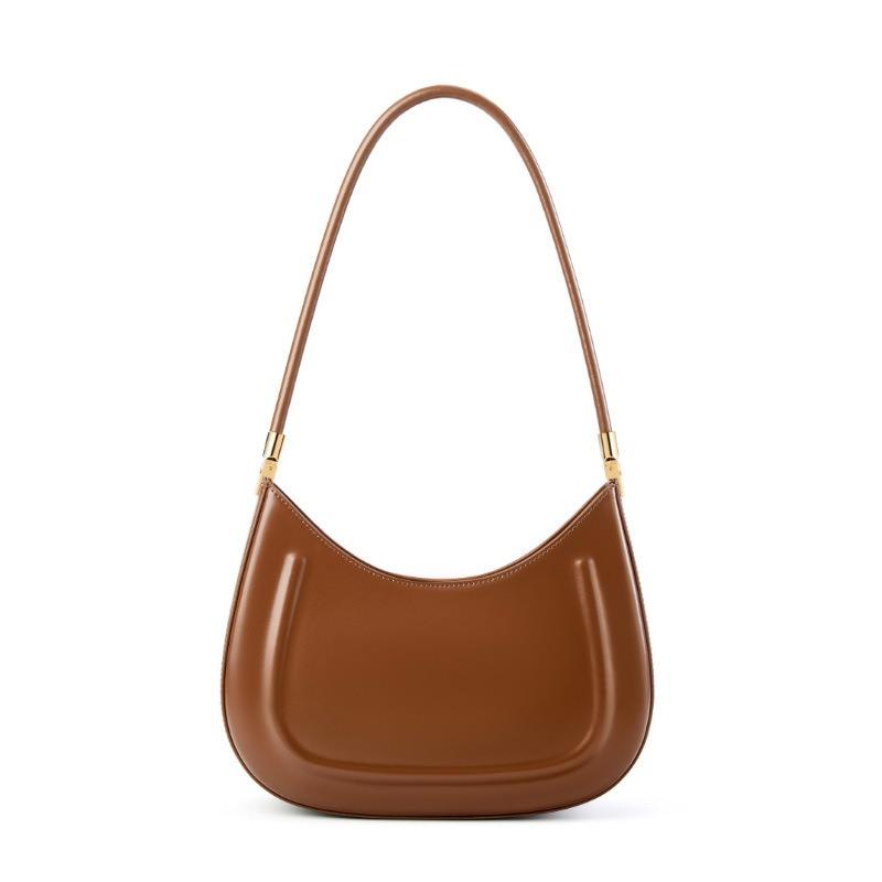 Saddle Bag Women's Cowhide Black Handheld New Shoulder Bag Niche Baguette Commuter Premium Leather Underarm Bag