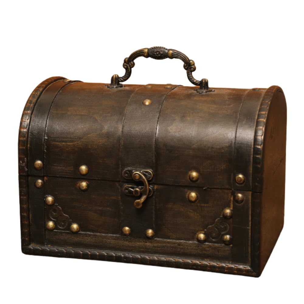 ideamall Сундук сокровищ Деревянный ящик для хранения с крышкой Античный стиль Ретро декор Крючок 5190₽