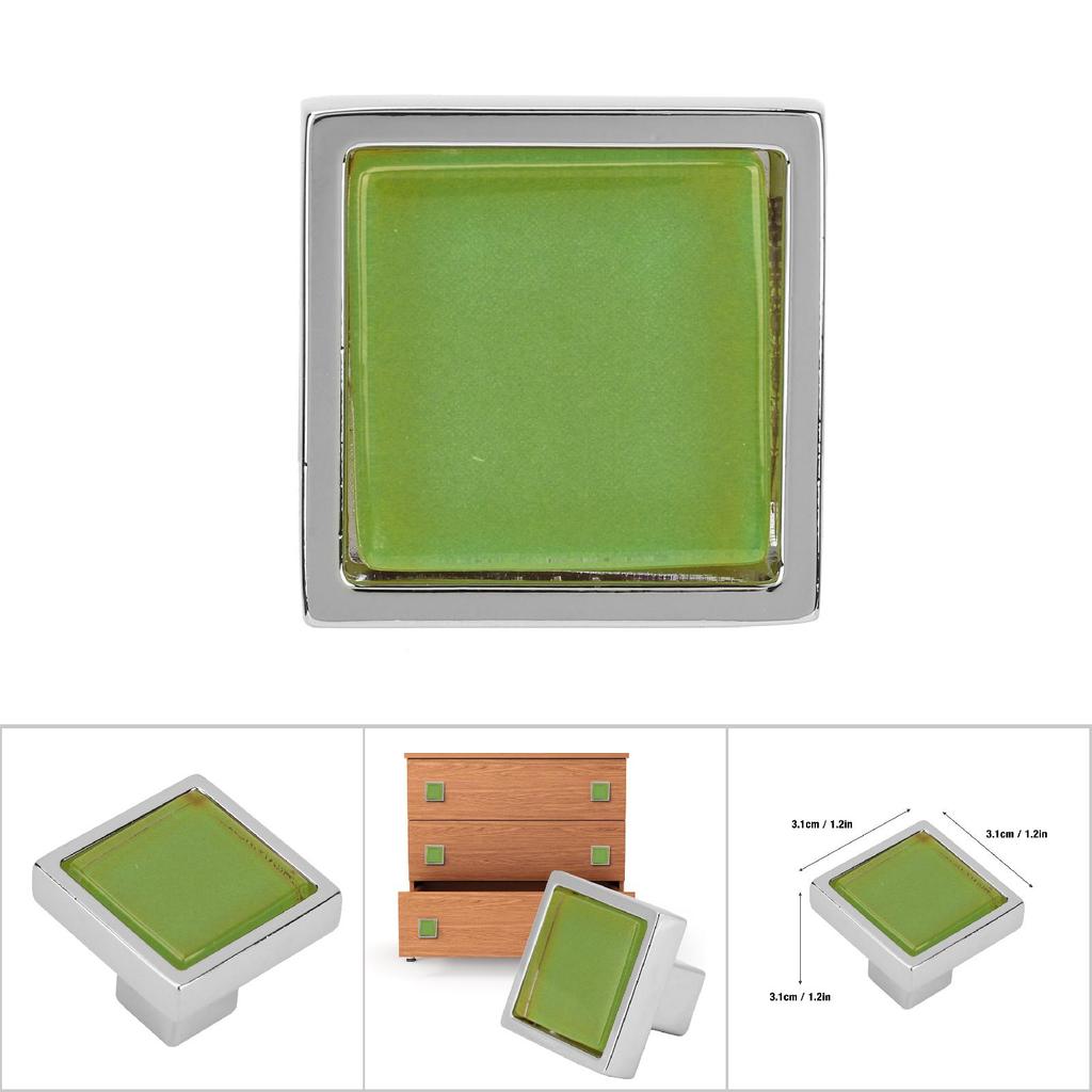 Lådknopp med ett hål Köksskåpsknoppar Garderobshandtag (Kvadratisk form) Kromgrön