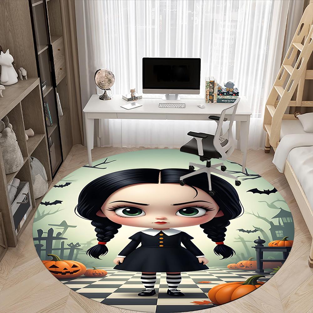 1pc Halloween, Wednesday Chair Carpet for Office Non-Slip,Machine Washable Rug for Office, Room - Holiday Decor - Machine Made yy251017232